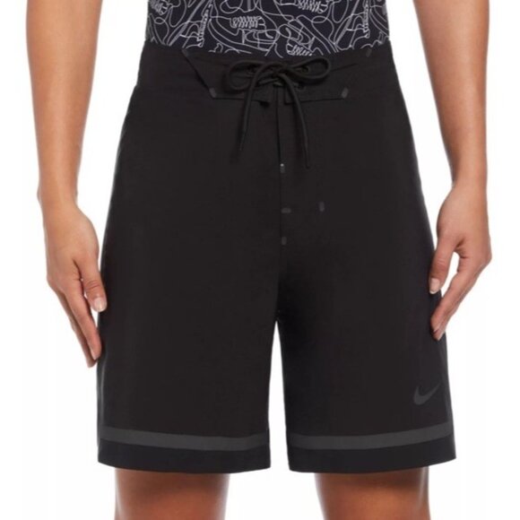 Nike Swim Women's 7" Boardshort Black Tie Waist Back Pocket Size XS Surfing - Picture 1 of 6